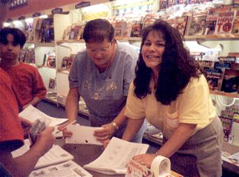 Linda and Julie work the weekend Pokémon tournament at Books-A-Million. September '99