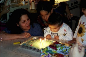 Mikey blows out the candles, Dec 19, 1998