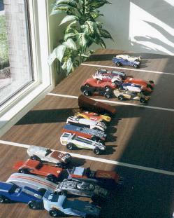 The line up of cars (Robert's is the no. 8 car)- Pinewood Derby 1997
